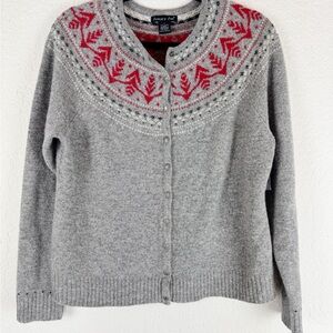 Vintage Eagle Eye 100% Lambs Wool grey Sweater Cardigan